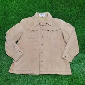Vintage 60s Lee Snap Button Shirt XL 24x29 Khaki Brown USA